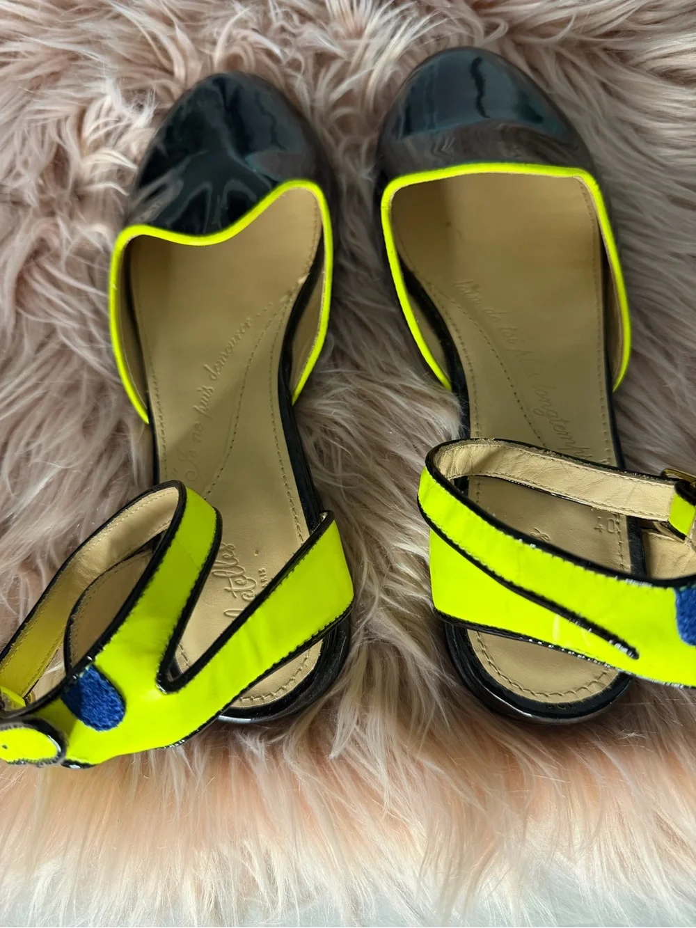 Anthropologie Chatelles Paris Ankle Strap Loafer Sandals Patent Leather Size 40